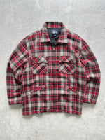 90's Stussy wool plaid zip up overshirt (L)