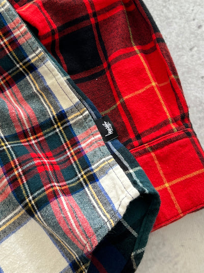 Stussy mixed plaid patchwork flannel shirt (S)