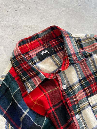 Stussy mixed plaid patchwork flannel shirt (S)