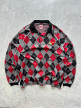 80's Nike Bootleg Argyle Long Sleeve Knit Polo Shirt (XL)