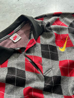 80's Nike Bootleg Argyle Long Sleeve Knit Polo Shirt (XL)