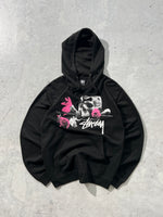 00's Stussy Skull & Roses Pullover Hoodie (S)