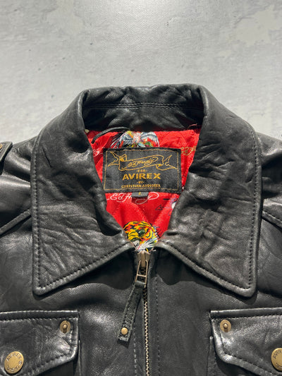 Ed Hardy x Avirex Leather Jacket (L)