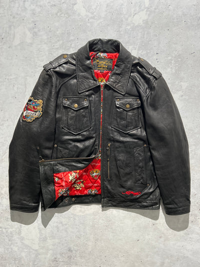 Ed Hardy x Avirex Leather Jacket (L)