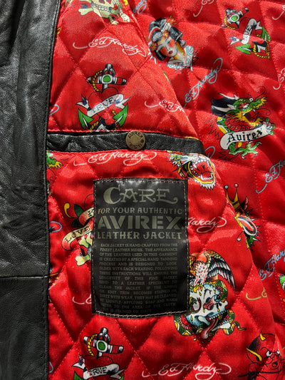 Ed Hardy x Avirex Leather Jacket (L)