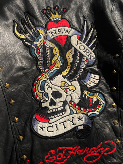 Ed Hardy x Avirex Leather Jacket (L)