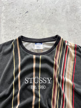 Vintage Stussy vertical stripe spellout T shirt (M)