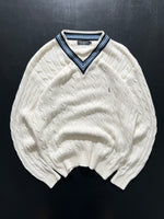 Vintage YSL Cable Knit V Neck Jumper (L)