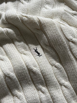 Vintage YSL Cable Knit V Neck Jumper (L)