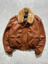 Vintage Schott NYC A-2 Sherpa Lined Leather Jacket (L)