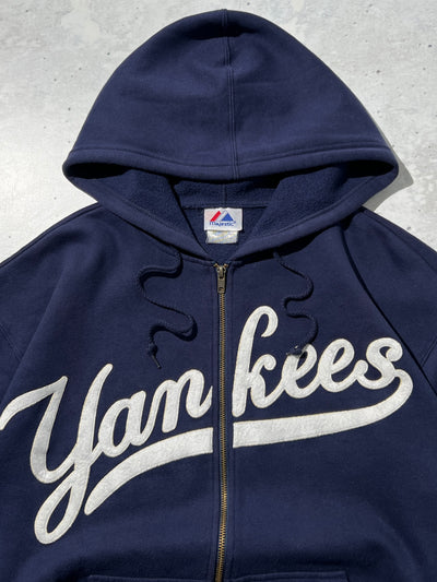 90's Majestic New York Yankees heavyweight zip Up Hoodie (M)