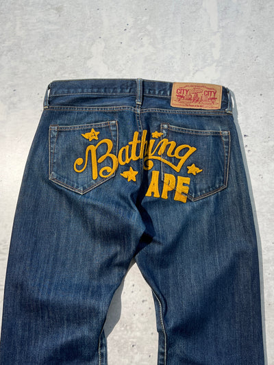 BAPE Spell Out Low Rise Jeans (Women's UK 8/10)